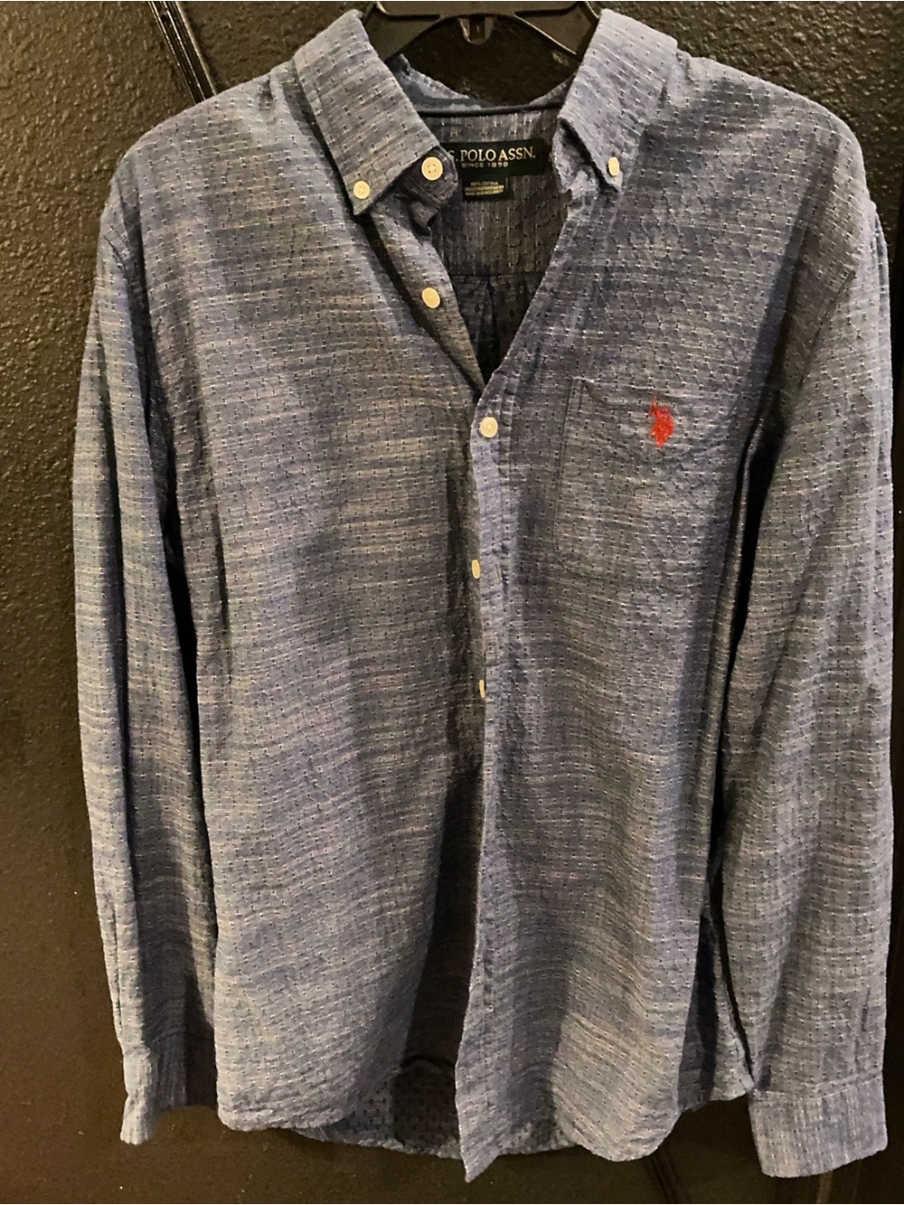 U.S. Polo Assn Blue Button Down Shirt Mens Long Sleeve Casual Pony Logo